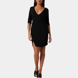 Lita By Ciara Revolve Sculptural Deep V-Neck Mini Dress Size S Black Elegant